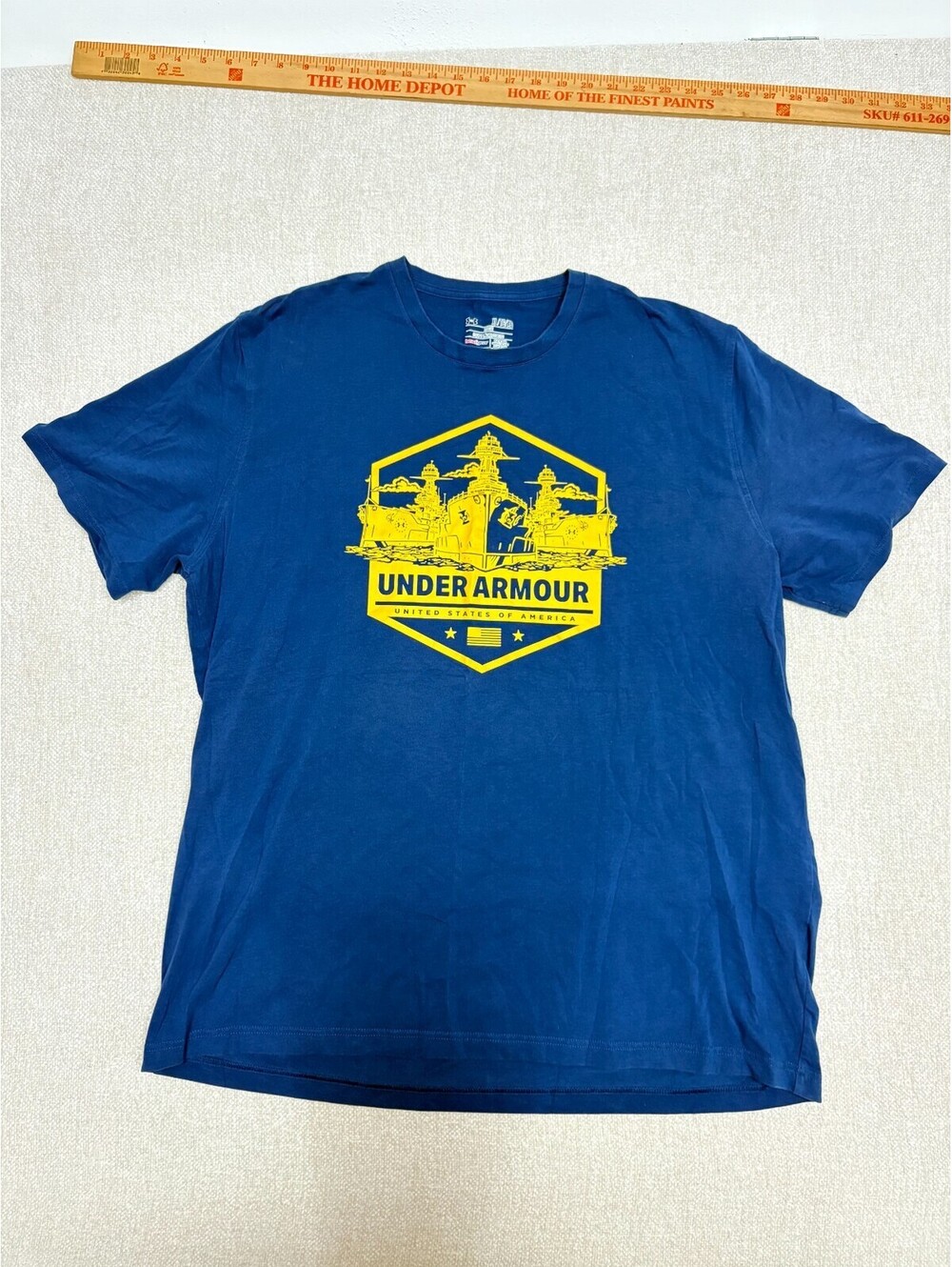 Under Armour Men's Blue Battleship Graphic HeatGear Loose T-Shirt Size XL